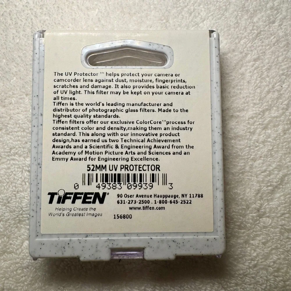 Tiffen 52mm UV Protector Filter for Camera Lens Made in USA 156800 New